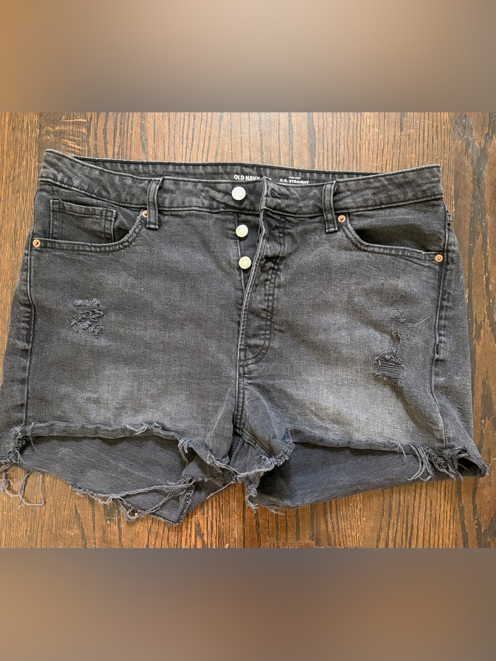 Old Navy Black Distressed High-Rise Jean Shorts